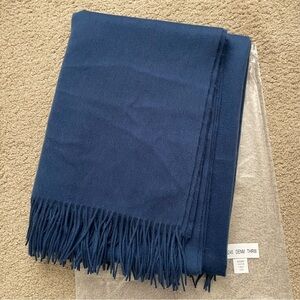 Garnet Hill Wool and Cashmere Throw Dark Denim